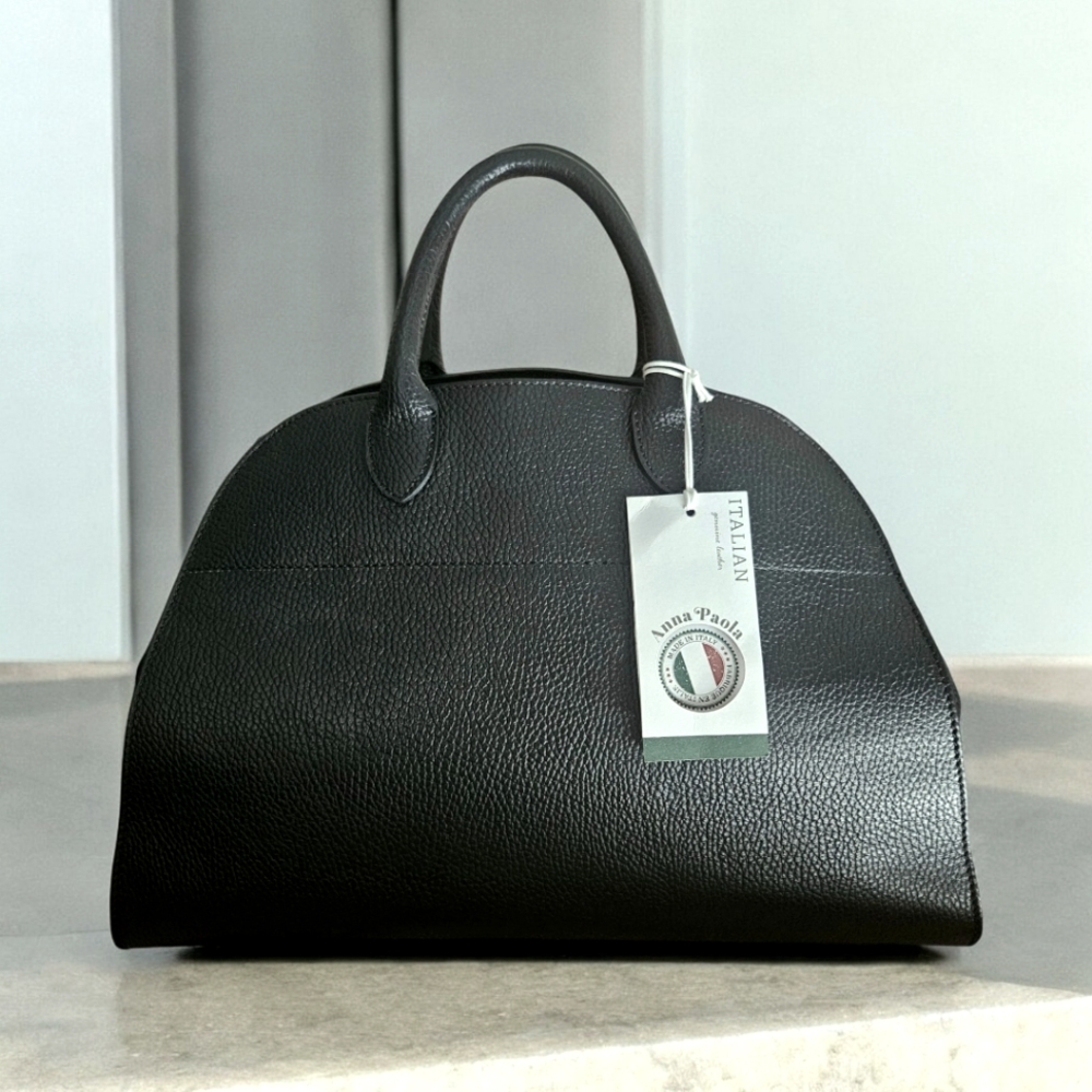 Anna Paola Viral Black Leather Margaux Style Tote Bag New